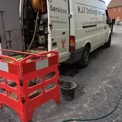Midhurst, RJF Drainage Services van on site attending a residential callout